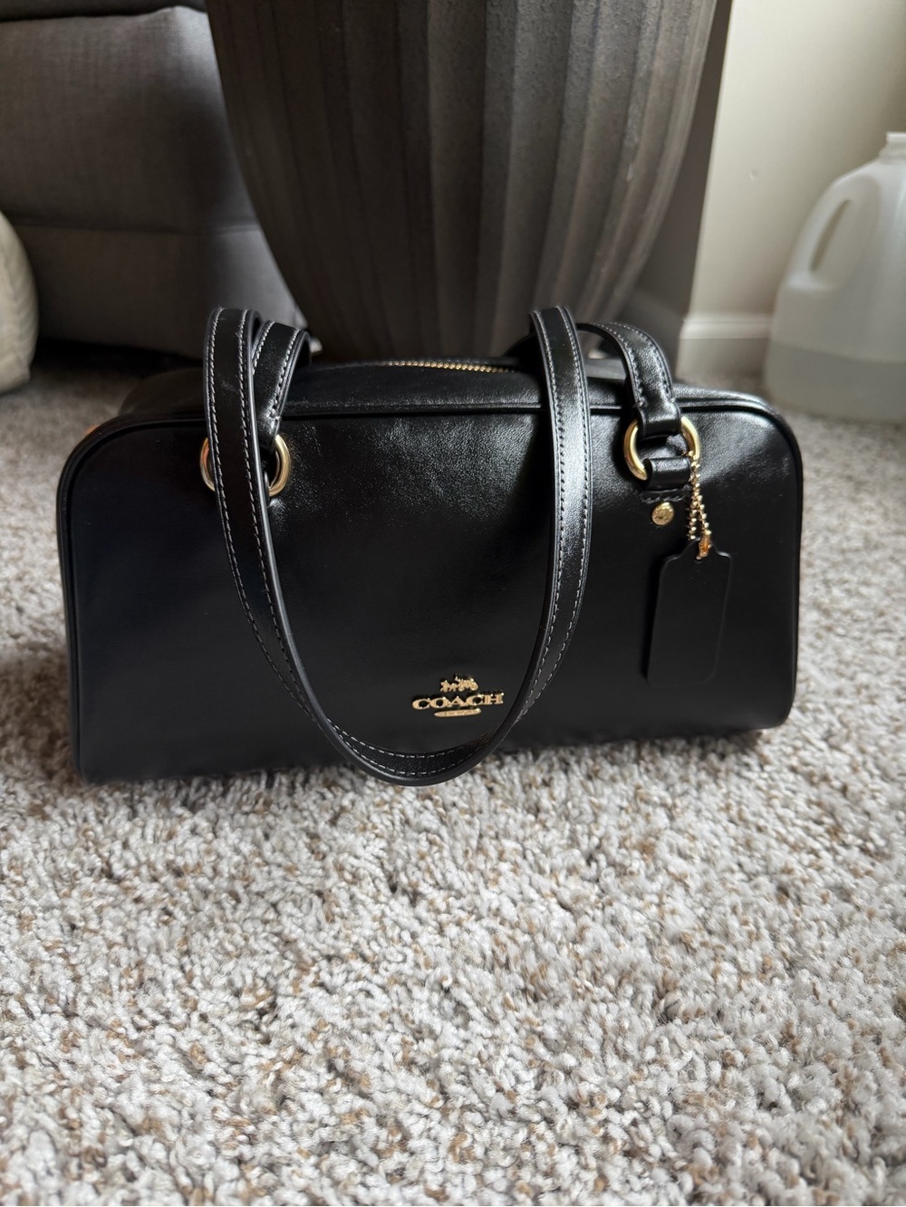 BRAND NEW Sydney Coach Black Leather Shoulder Bag with Gold Hardware